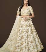white sequins slub silk wedding lehenga set choli with dupatta with dupatta