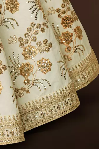 white sequins slub silk wedding lehenga set choli with dupatta with dupatta