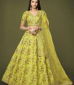 Attractive Neon Sequins Slub Silk Wedding Lehenga Choli with Dupatta