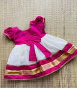 Baby girls cotton silk midi/knee length festive/wedding pattu dress