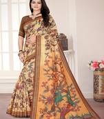 Kaaryashilp Yellow Color Chanderi Saree With Unstitched Blouse Piece