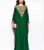 Green Zari & Stone Work Stitched Georgette Abaya