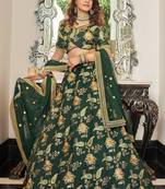 Green Art Silk Thread Zari Dori & Sequins Embroidery Work Wedding Festival Party Wear Designer Lehenga Choli