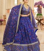 Blue Organza Thread Zari Dori & Sequins Embroidery Work Wedding Festival Party Wear Designer Lehenga Choli