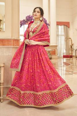 Pink Organza Thread Zari Dori & Sequins Embroidery Work Wedding Festival Party Wear Designer Lehenga Choli 3