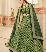 Green Art Silk Thread Zari Dori & Sequins Embroidery Work Wedding Festival Party Wear Designer Lehenga Choli