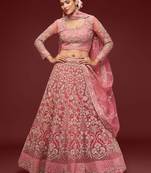 Fantasy Rose Net Zari Thread & Glitter Dori Embroidery Work Wedding Festival Party Wear Designer Lehenga Choli