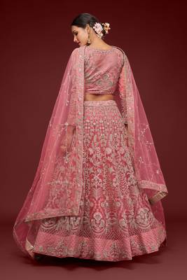 Fantasy Rose Net Zari Thread & Glitter Dori Embroidery Work Wedding Festival Party Wear Designer Lehenga Choli 4