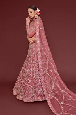 Fantasy Rose Net Zari Thread & Glitter Dori Embroidery Work Wedding Festival Party Wear Designer Lehenga Choli 6
