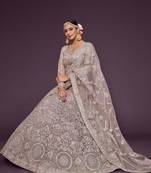 Dusty Orchid Net Zari Thread & Glitter Dori Embroidery Work Wedding Festival Party Wear Designer Lehenga Choli