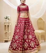 Red Art Silk Sequince Foil & Zari Embroidery Work Wedding Festival Party Wear Designer Lehenga Choli