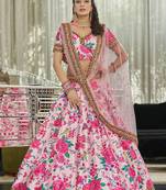 Light Pink Art Silk Digital Print Dori Sequins Embroidery Stone Work Wedding Festival Party Wear Designer Lehenga Choli
