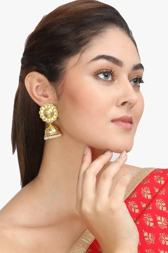 Women gold-plated dome shapped jhumka