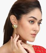Women gold-plated stone-studded semicircle studs