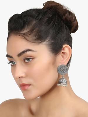 Women silver-plated dome jhumka 1