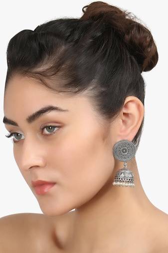 Women silver-plated dome jhumka