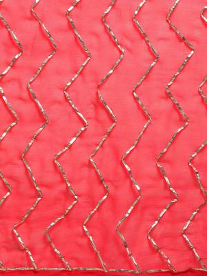   Red Handcrafted Gota Jaal Chiffon Saree 3