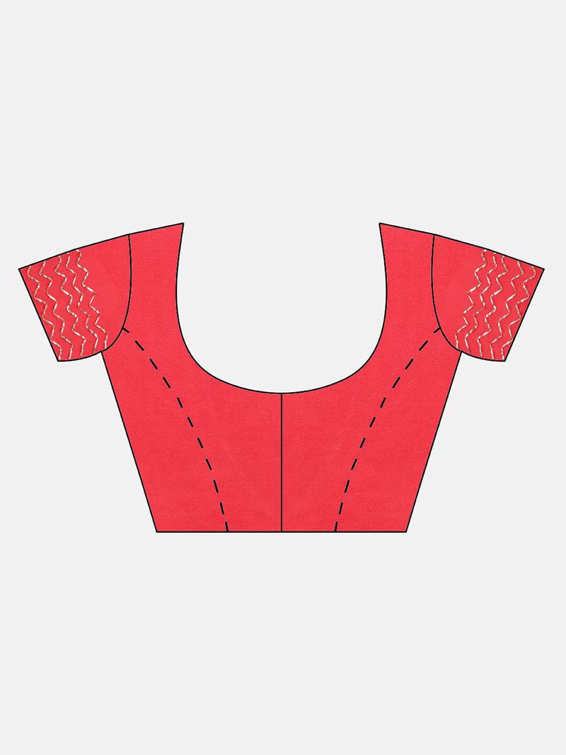 Geroo Jaipur Red Handcrafted Gota Jaal Chiffon Saree