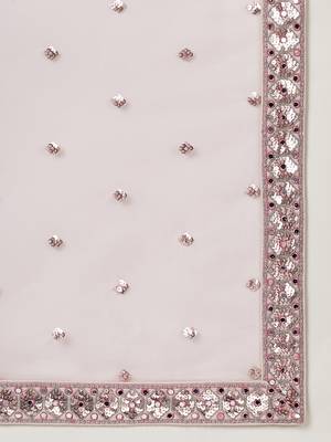 Rose Gold Net Mirror &  Sequin embroidery Lehenga choli & Dupatta 5