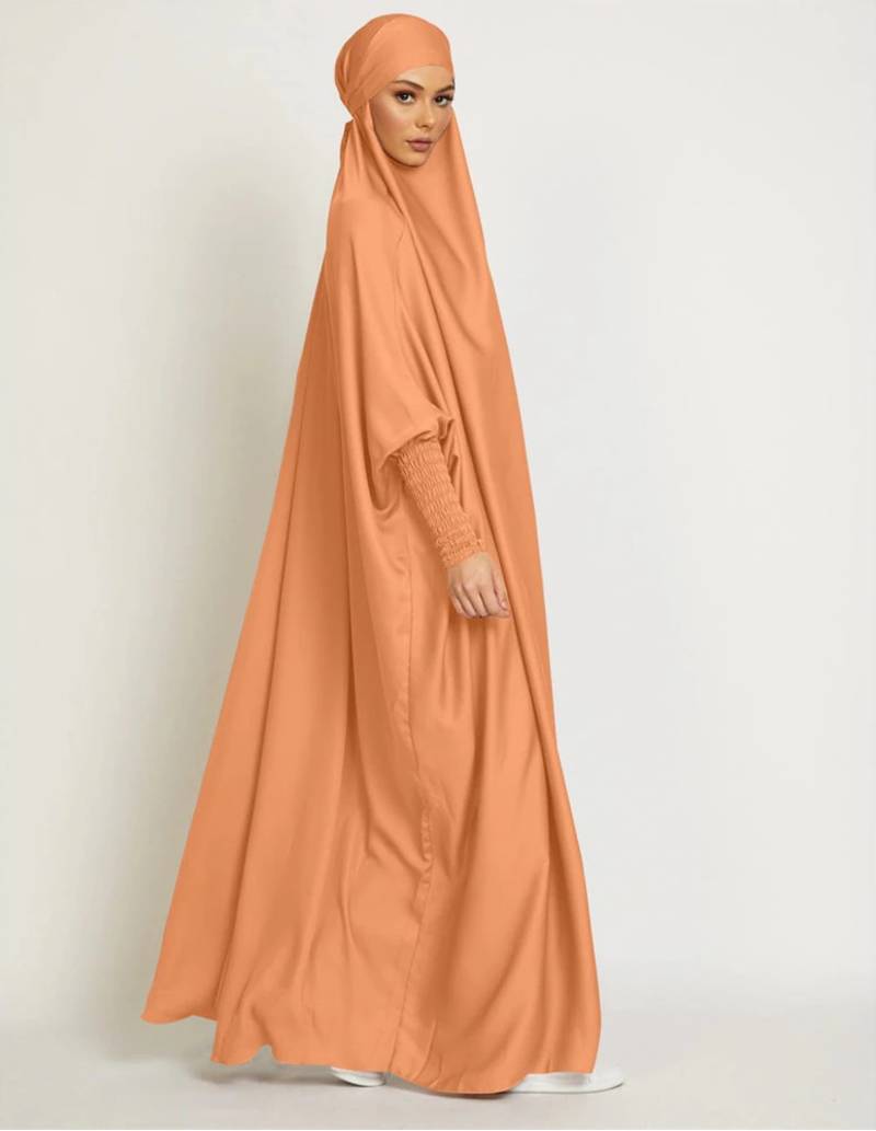 One Piece Full Length Jilbab Khimar Style with Chunnat Slevees/Dolman Sleeves Mustard Color