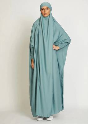 ice blue daily wear jilbab with matching hijab 1