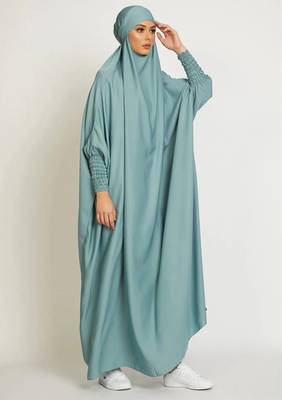 ice blue daily wear jilbab with matching hijab 2