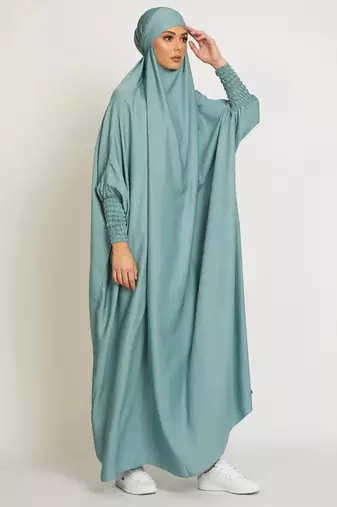 ice blue daily wear jilbab with matching hijab