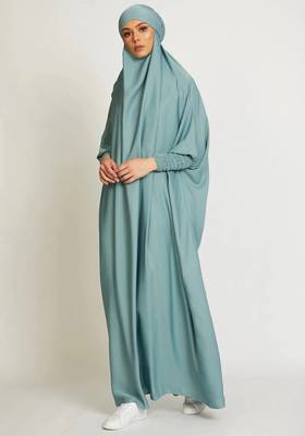 ice blue daily wear jilbab with matching hijab 3
