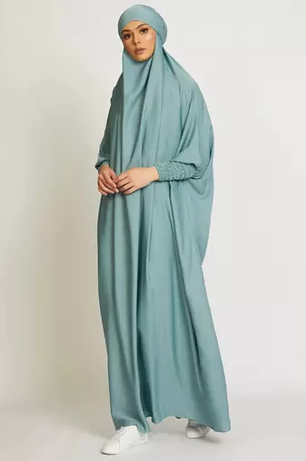 ice blue daily wear jilbab with matching hijab