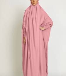 One Piece Full Length Jilbab Khimar Style with Chunnat Slevees/Dolman Sleeves Pink Color