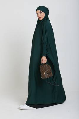 Modest City One-Piece Full-Length Jilbab – Dolman Sleeves, Round Neck, Teal Green, 56" 2