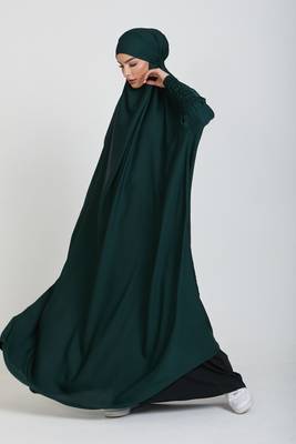 Modest City One-Piece Full-Length Jilbab – Dolman Sleeves, Round Neck, Teal Green, 56" 3