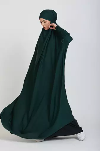 Modest City One-Piece Full-Length Jilbab – Dolman Sleeves, Round Neck, Teal Green, 56"