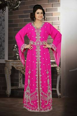 Fuschia Georgette Zari Work Kaftan 3