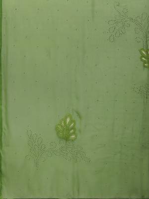   Green Chiffon Hand Embroidered Mukaish Saree 4