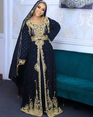 Black Georgette Zari Work Kaftan 1