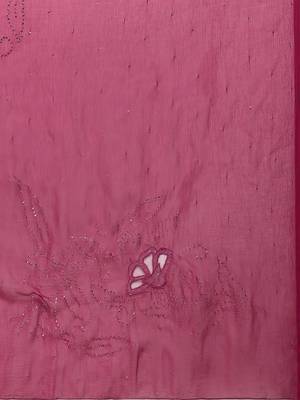 Magenta Pink Chiffon Hand Embroidered Mukaish Saree 4