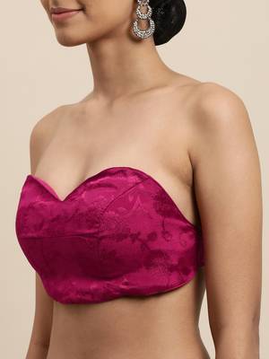 Magenta Pink Chiffon Hand Embroidered Mukaish Saree 5