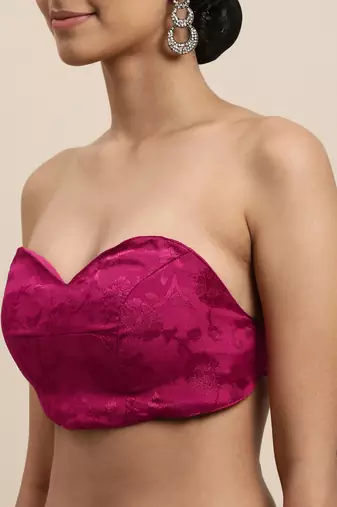 Magenta Pink Chiffon Hand Embroidered Mukaish Saree