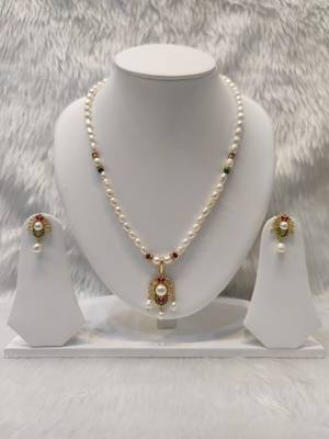 Mannat raj pearls and jewellers natural fresh water hyderabadi pearls exclusive designer necklace set 1