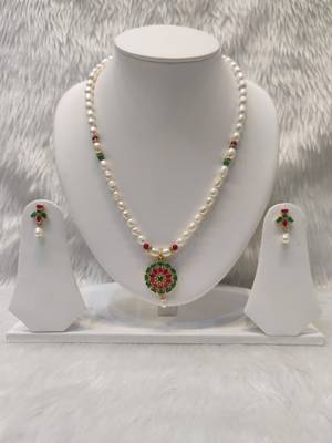 Mannat raj pearls and jewellers natural fresh water hyderabadi pearls daily wear designer necklace set 1