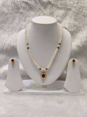 Mannat raj pearls and jewellers natural fresh water hyderabadi pearls daily wear designer necklace set 1