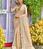 CREAM PRETTY ASSAM SILK SAREE