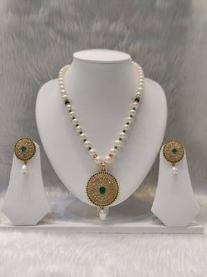 Mannat raj pearls and jewellers natural fresh water hyderabadi pearls daily wear designer necklace set 1