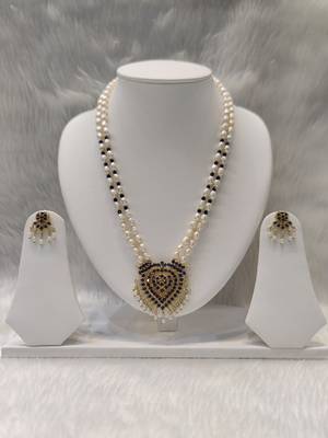 Mannat raj pearls and jewellers natural fresh water hyderabadi pearls elegant designer necklace set 1