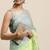 Geroo Jaipur Green-Grey Shaded Handcrafted Gota Patti Chiffon Saree