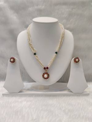 Mannat raj pearls and jewellers natural fresh water hyderabadi pearls daily wear designer necklace set 1