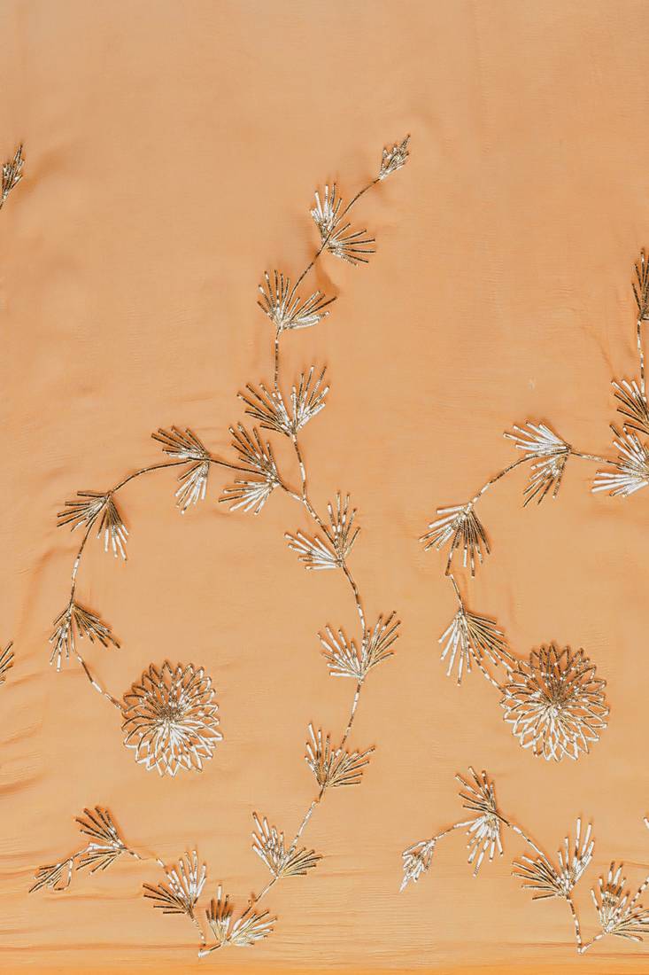 Geroo Jaipur Saree Peach Shaded Handcrafted Gota Patti Chiffon Saree