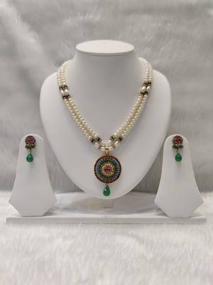 Mannat raj pearls and jewellers natural fresh water hyderabadi pearls charming and designer necklace set 1