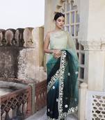 Geroo Jaipur Shaded Handcrafted Gota Patti Organza Saree